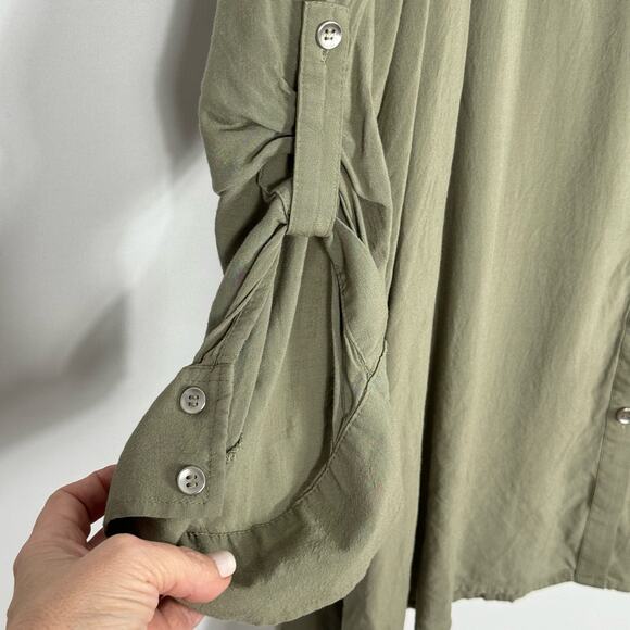 Chico’s Army Green Button Up Shirt Dress Size 3 - Picture 5 of 9